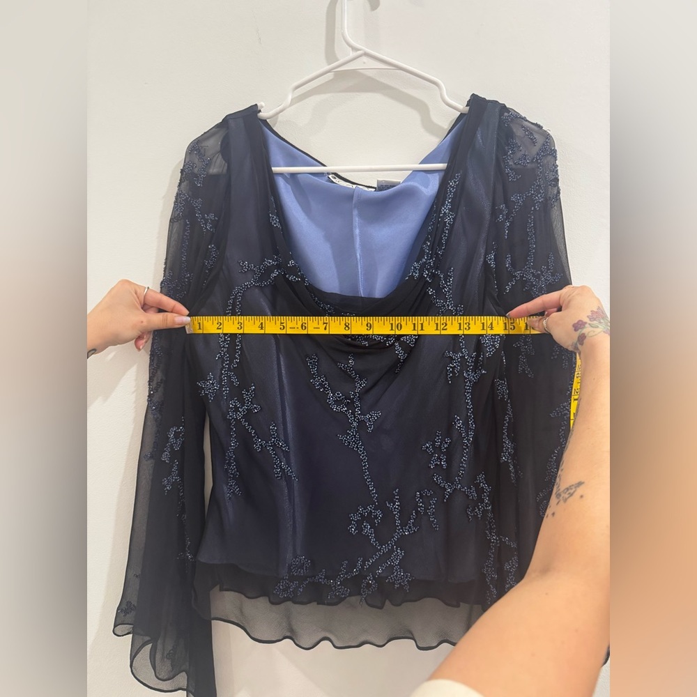 Scala Midnight Black and Sapphire Blue Blouse - Picture 7 of 8